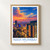 Navi Mumbai city view bordered print styled in Front oak frame - corrected opening; frame and props not included