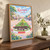 Kisangani city view full-bleed print styled in Original angled oak-console; frame and props not included