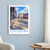 Caloocan city view bordered print styled in White frame / blue sitting room; frame and props not included