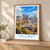 Calgary city view bordered print styled in Light oak-console; frame and props not included