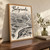 Belgrade city view full-bleed print styled in Original angled oak-console; frame and props not included