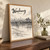 Wuchang city view full-bleed print styled in Original angled oak-console; frame and props not included