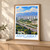 Ashgabat city view bordered print styled in Light oak-console; frame and props not included