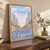 Dongying city view full-bleed print styled in Original angled oak-console; frame and props not included