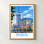 Sanhe city view bordered print styled in Front oak frame - corrected opening; frame and props not included