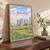 Jalandhar city view full-bleed print styled in Original angled oak-console; frame and props not included
