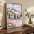 Lhasa city view full-bleed print styled in Original angled oak-console; frame and props not included