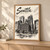 Seattle city view full-bleed print styled in Light oak-console; frame and props not included