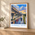Subang Jaya city view bordered print styled in Light oak-console; frame and props not included