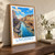 Livorno city view bordered print styled in Original angled oak-console; frame and props not included