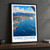 Vancouver city view bordered print styled in Black frame / charcoal wall; frame and props not included
