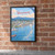 Vancouver city view full-bleed print styled in Black frame / exposed brick; frame and props not included