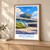Rizhao city view bordered print styled in Light oak-console; frame and props not included