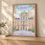 Boston city view full-bleed print styled in Light oak-console; frame and props not included
