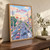 Las Piñas city view full-bleed print styled in Original angled oak-console; frame and props not included