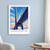 Vladivostok city view bordered print styled in White frame / blue sitting room; frame and props not included