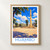 Huambo city view bordered print styled in Front oak frame - corrected opening; frame and props not included