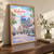 Nakuru city view full-bleed print styled in Original angled oak-console; frame and props not included