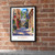 Québec city view bordered print styled in Black frame / exposed brick; frame and props not included