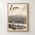 Lyon city view full-bleed print styled in Front oak frame - corrected opening; frame and props not included