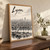 Lyon city view full-bleed print styled in Original angled oak-console; frame and props not included