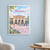 Hannover city view full-bleed print styled in White frame / blue sitting room; frame and props not included