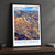 Mount Kenya bordered print styled in Black frame / charcoal wall; frame and props not included
