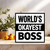 World's Okayest Boss Funny Greeting Card – 145mm x 145mm Square – Humor Card for Manager, Boss Day, Birthday, Work Anniversary – Blank Inside – Includes Kraft Envelope