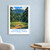 Corcovado National Park bordered print styled in White frame / blue sitting room; frame and props not included