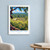 Mole National Park bordered print styled in White frame / blue sitting room; frame and props not included