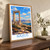 Naxos bordered print styled in Original angled oak-console; frame and props not included