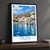 Tilos bordered print styled in Black frame / charcoal wall; frame and props not included