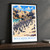 Boulders Beach bordered print styled in Black frame / charcoal wall; frame and props not included