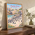 Boulders Beach full-bleed print styled in Original angled oak-console; frame and props not included