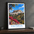 Patmos bordered print styled in Black frame / charcoal wall; frame and props not included