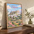 Patmos full-bleed print styled in Original angled oak-console; frame and props not included
