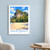 Railay Beach bordered print styled in White frame / blue sitting room; frame and props not included
