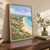 Playa El Agua full-bleed print styled in Original angled oak-console; frame and props not included