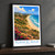 Playa El Agua bordered print styled in Black frame / charcoal wall; frame and props not included