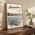 Ammouliani full-bleed print styled in Original angled oak-console; frame and props not included