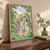 Margoon Waterfall full-bleed print styled in Original angled oak-console; frame and props not included