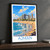 Ajman city view bordered print styled in Black frame / charcoal wall; frame and props not included