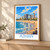 Ajman city view bordered print styled in Light oak-console; frame and props not included
