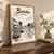 Bissau city view full-bleed print styled in Original angled oak-console; frame and props not included