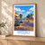 Bissau city view bordered print styled in Light oak-console; frame and props not included