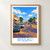 Bissau city view bordered print styled in Front oak frame - corrected opening; frame and props not included