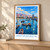 Antofagasta city view bordered print styled in Light oak-console; frame and props not included