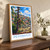 Pétionville city view bordered print styled in Original angled oak-console; frame and props not included