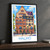 Malmö city view bordered print styled in Black frame / charcoal wall; frame and props not included
