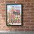 Malmö city view full-bleed print styled in Black frame / exposed brick; frame and props not included